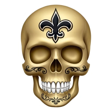 skull in New Orleans Saints colors (black and gold) sticker