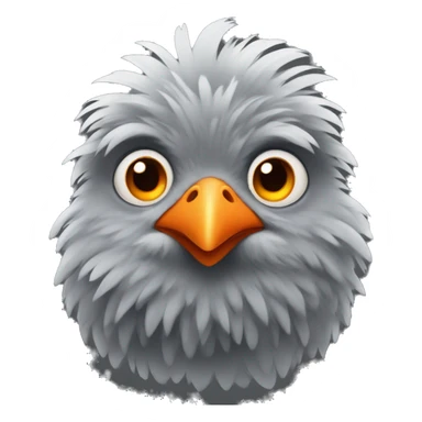 gray, fluffy chicken, with white beak and orange eyes sticker