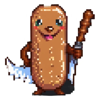 smiling sausage holding a bat sticker