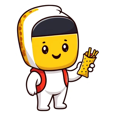 man dressed as a snack sticker