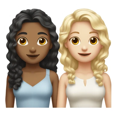 Three girls: two with black hair , one with blond curly hair. All three have pale skin sticker