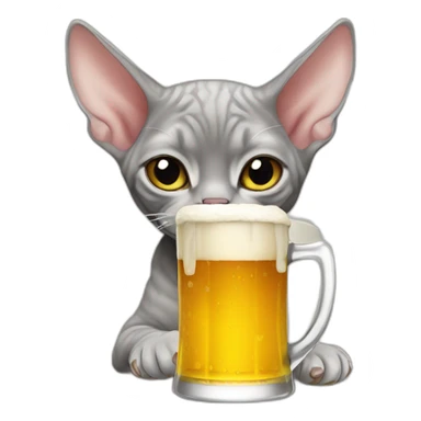 grey devon rex drinking beer sticker