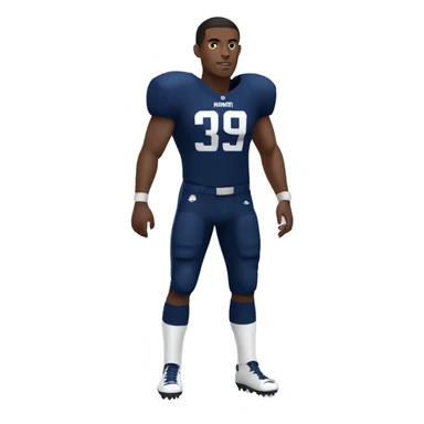 classic football player in dark blue uniform in full height sticker