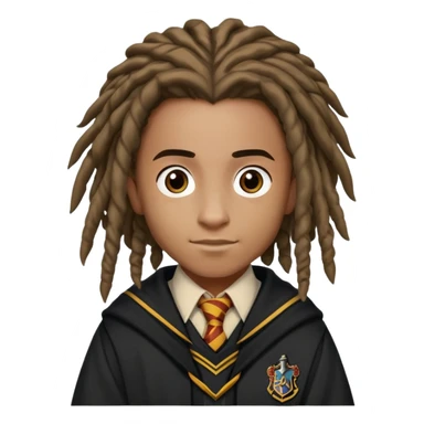 Luke Youngblood is Lee Jordan in harry potter, wear hogwarts uniform, dreadlocks hair sticker
