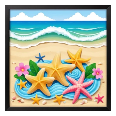 Conchiglie mare cocco onde stella marina fiori estivi tartarughe  sticker