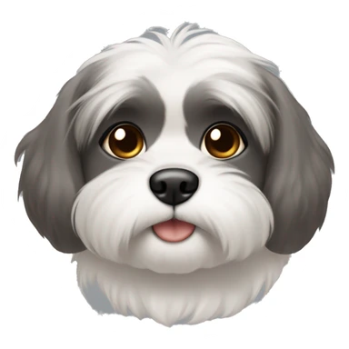 A white Shitzu with a tiny bit of brown fur on her mouth, and a little bit of dark grey fur on her eyes and ears. sticker