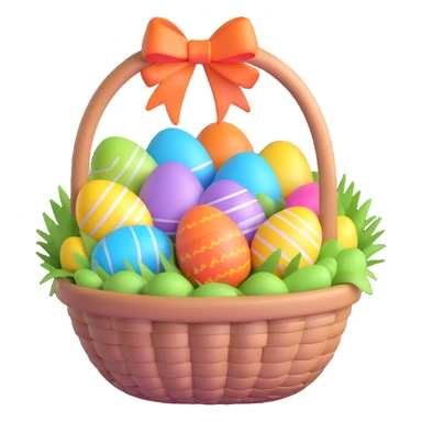 Easter basket filled with decorated eggs sticker