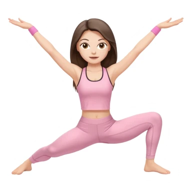 white brunette girl long hair with hazel eyes in light pink workout clothes doing the middle splits sticker