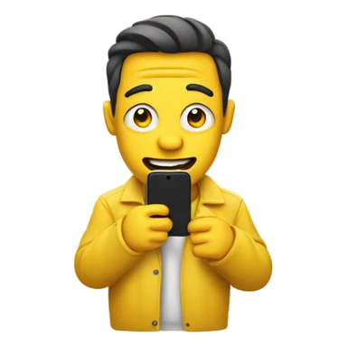 A bored yellow emoji face holding a phone  sticker
