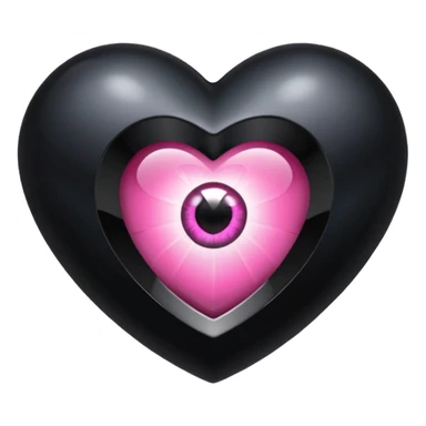 A black heart Gem with a pink eye in the center sticker