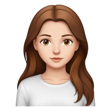 Beautiful White girl with long brown hair and white long sleeve shirt sticker