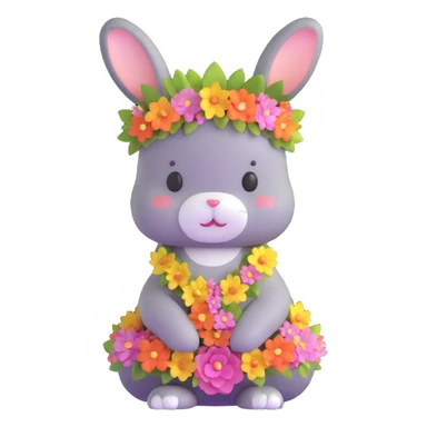 adorable bunny wearing a dress and floral crown sticker