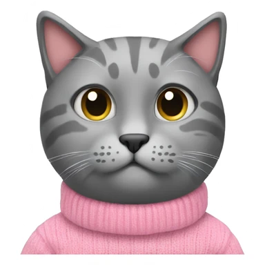 Grey cat wearing pink sweater sticker