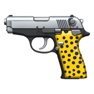 handgun covered in yellow and black leopard spots sticker