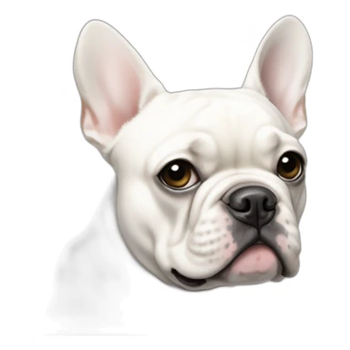 white french bulldog with a small black circle on the left eye sticker