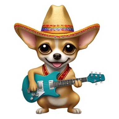 Rockstar chihuahua in sombrero playing electric guitar sticker