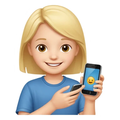 happy child with phone in hand sticker