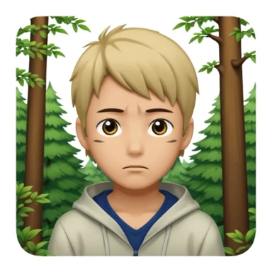 Manga bir bola ormonda yolgiz holatini tasvirlab ber sticker