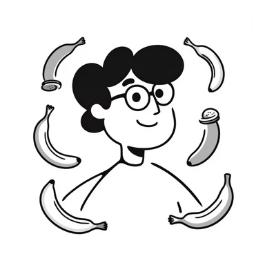 a man with black glasses around bananas sticker