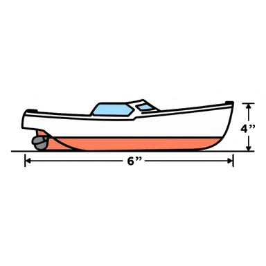 technical diagram of 4 meter boat hull with measurement marked sticker
