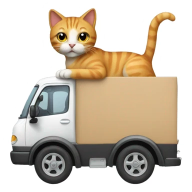cat driving a moving van sticker