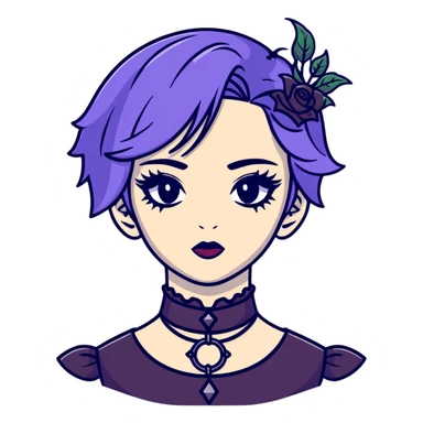 gothic femboy with makeup, choker, and dark victorian clothes sticker