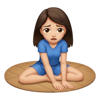 A brunette crying on floor sticker