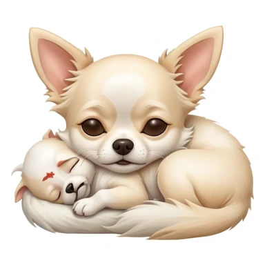 Hairy white chihuahua deeply asleep sticker