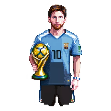 Lionel Messi with World Cup trophy sticker