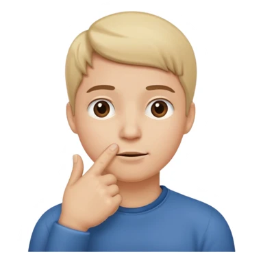 straight face with hand with thumb sticking left right under chin emoji sticker