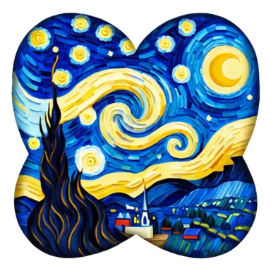 Vangogh starry night in a heart sticker