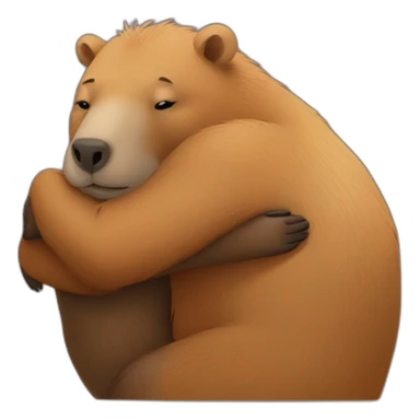 Bear hugs capybara sticker