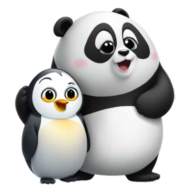 panda with penguin sticker