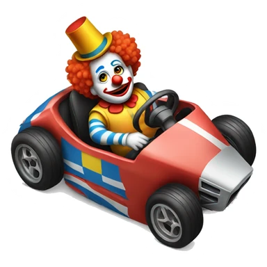 Clown sitting in a racecar sticker