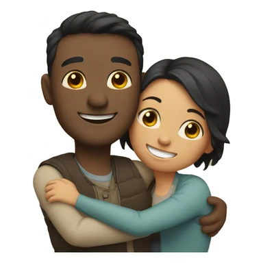 couple hug with warm smiles sticker