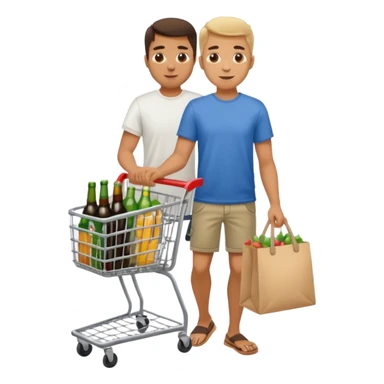 man with a shopping cart full of beers and wines full body sticker
