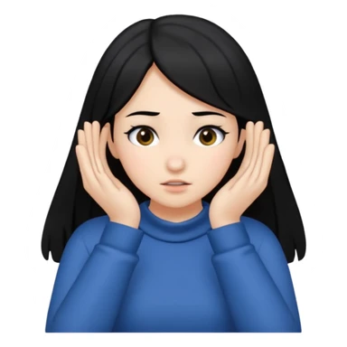 Girl with black hair using both hands to choke herself with math open  sticker