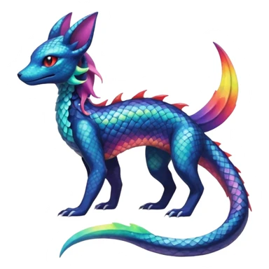 Rainbow Scaley Exotic Salandit-Aurorus-Umbreon-Suicune-Fakémon-hybrid-creature (full body) sticker
