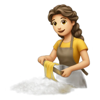Italian girl making pasta sticker
