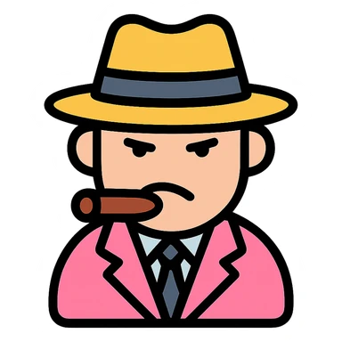 gangster in a felt hat, pink sticker