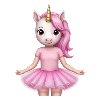 head and shoulders portrait of an anthropomorphised female unicorn in tutu and pink t-shirt, standard pose sticker