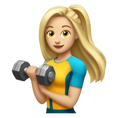Sports Girl with long blond hair holding dumbbell sticker