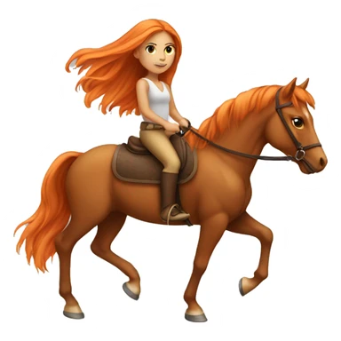 Tan girl with long orange hair riding a horse sticker