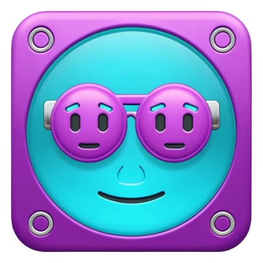 futuristic minimalistic emoji icon, letters "SANG" formed by three glowing digital lines representing Storm, Atom and NoizeGames, neon purple (#8B5CF6) and cyan (#00E0FF) on dark background, modern tech style, 1:1 aspect ratio
 sticker