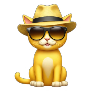 yellow cat emoji in cool sunglasses and hat sticker
