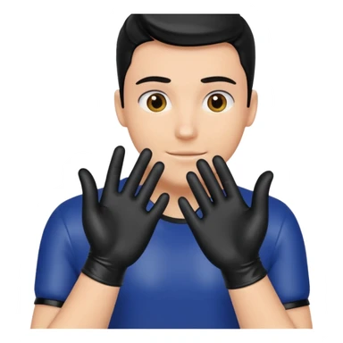 shiny black latex gloves on male hands sticker