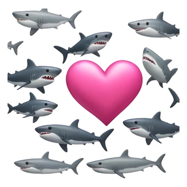 pink love whole heart with sharks sticker