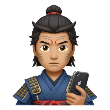 samurai with smartphone sticker