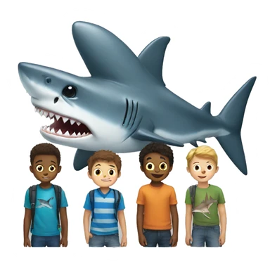 shark with boys sticker