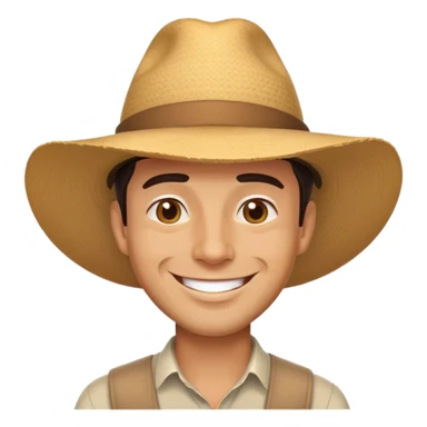 man with a wide-brimmed hat, smiling sticker